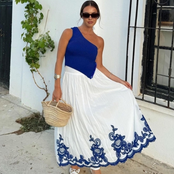 ZARA Skirt White and Blue Size XS and S - Picture 9 of 16